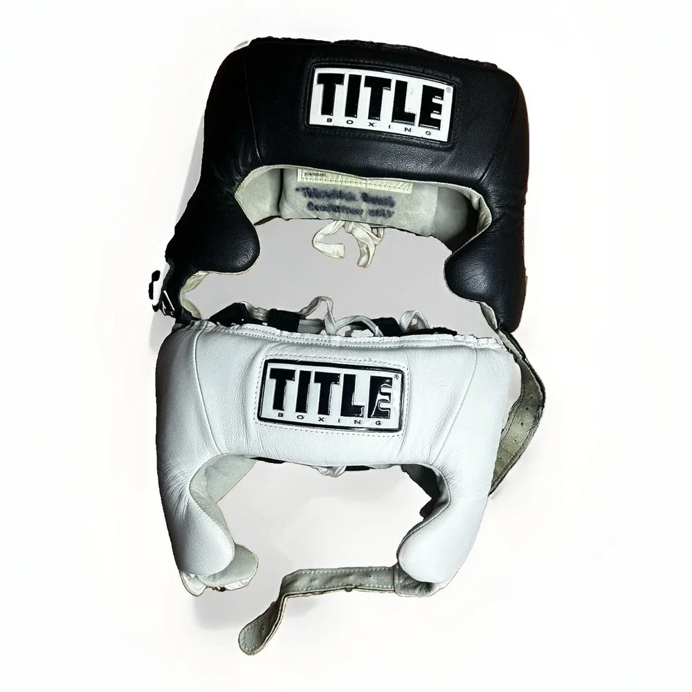 Lot of 2 Title Boxing Full Training Headgear 10oz Adult Medium Black/White MMA